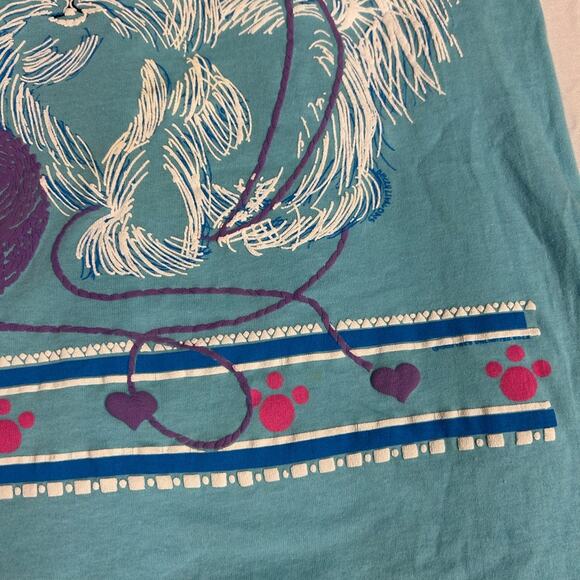 Vintage Cat Tee T-Shirt Size Small Single Stitch 80s Puff Paint New Orleans Tee - Picture 6 of 12